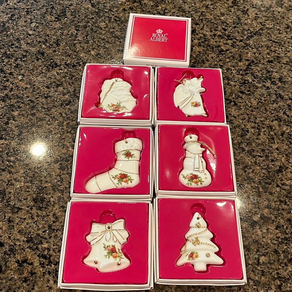 6 Vintage Royal Albert Christmas Ornaments